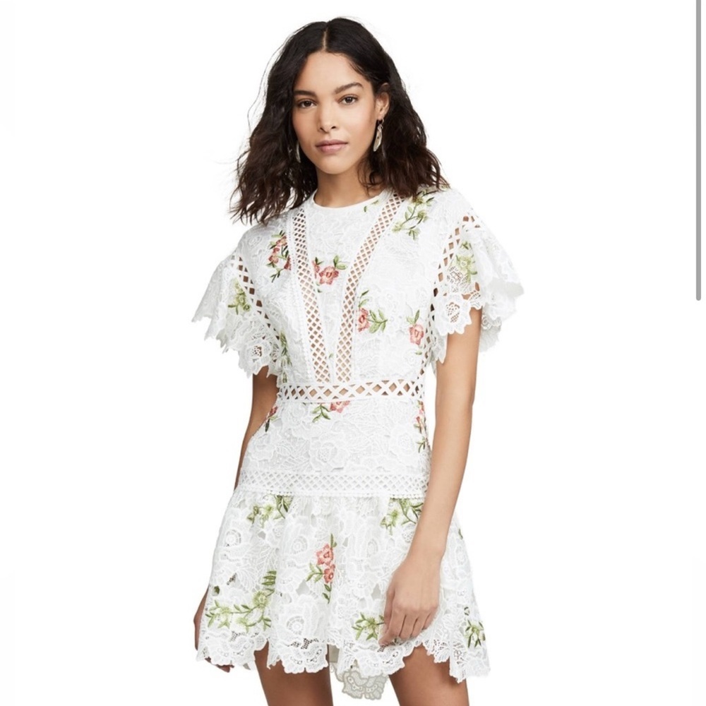 SAYLOR White Floral Lace Mini Dress